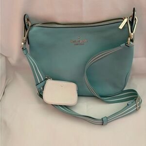 Kate Spade Aqua Shoulder Bag with White Accents